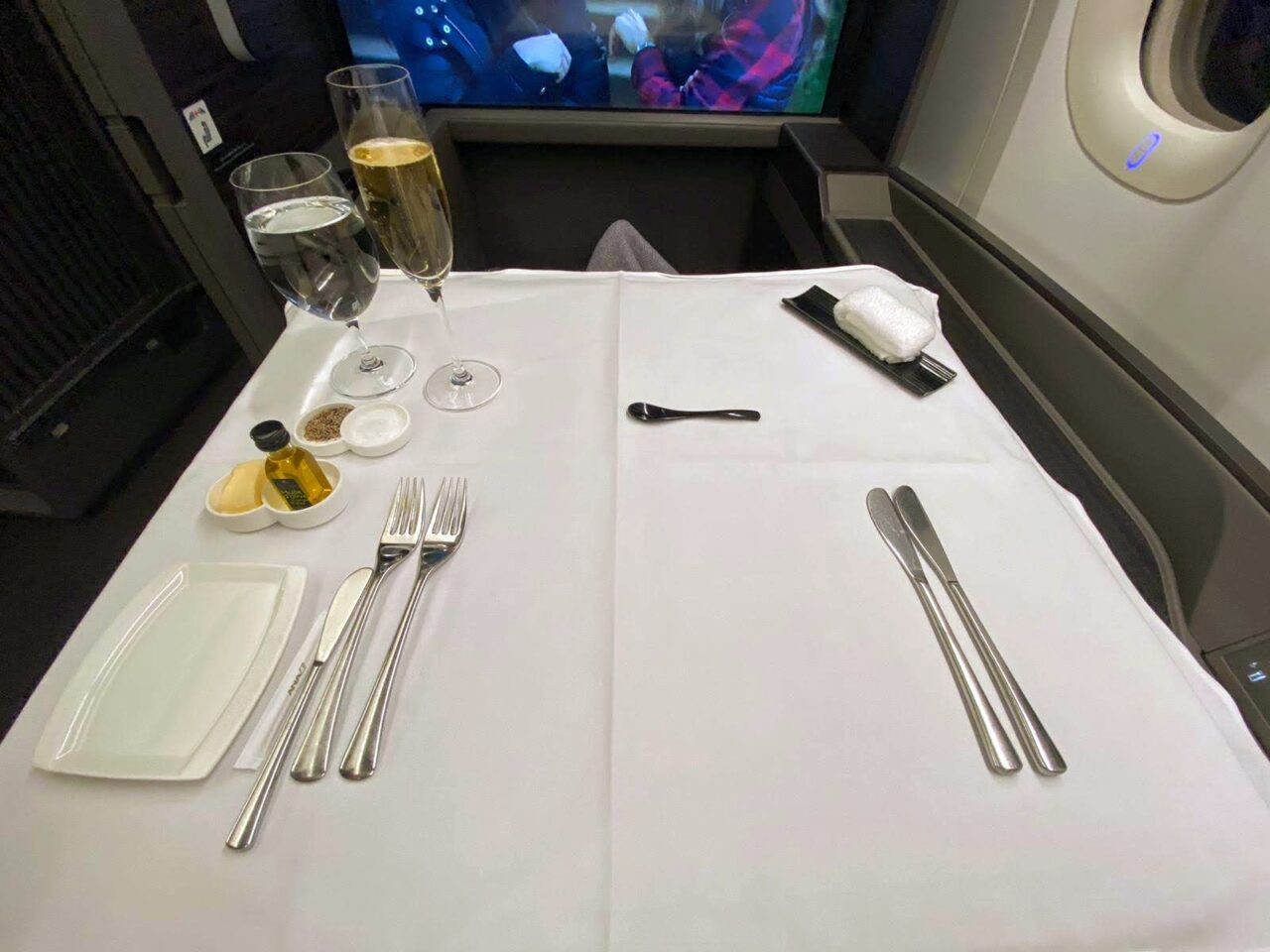 ANA First Class “The Suite” Meal Setting 