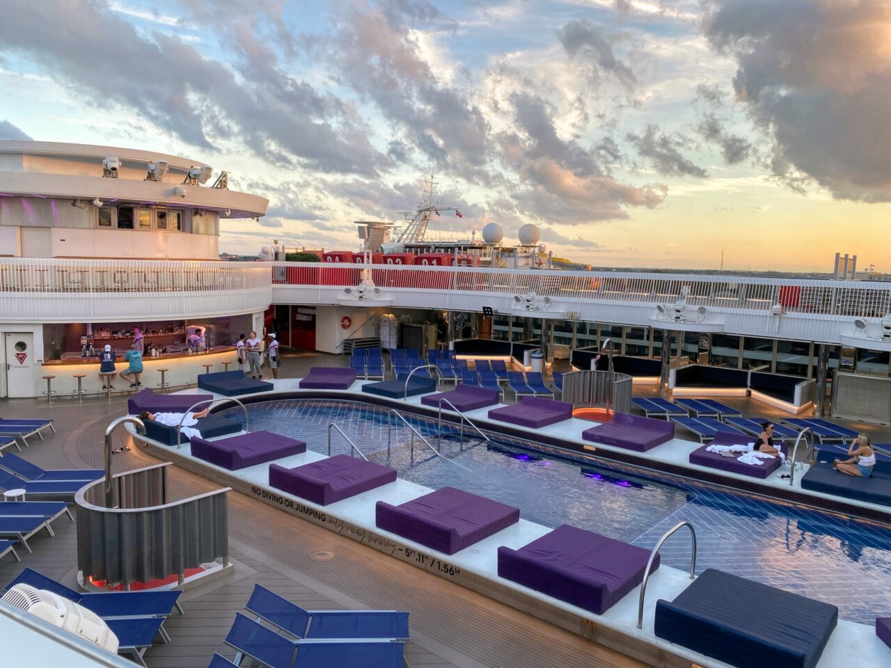 Virgin Voyages Scarlet Lady main swimming pool