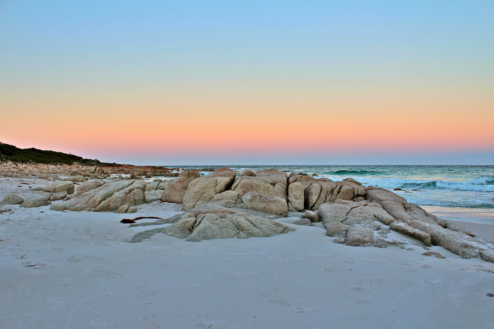 Sunset over beach, Tasmania