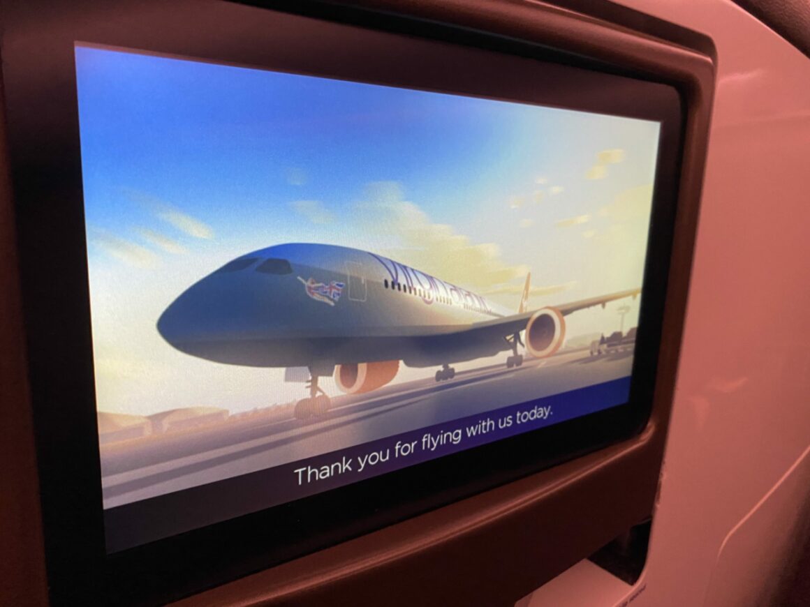 Virgin Atlantic B787-9 Upper Class IFE Screen