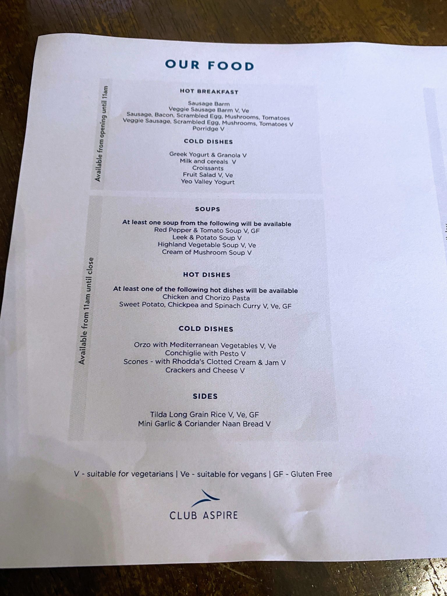 British Airways Long Haul Food Menu 2022 - yv99obp