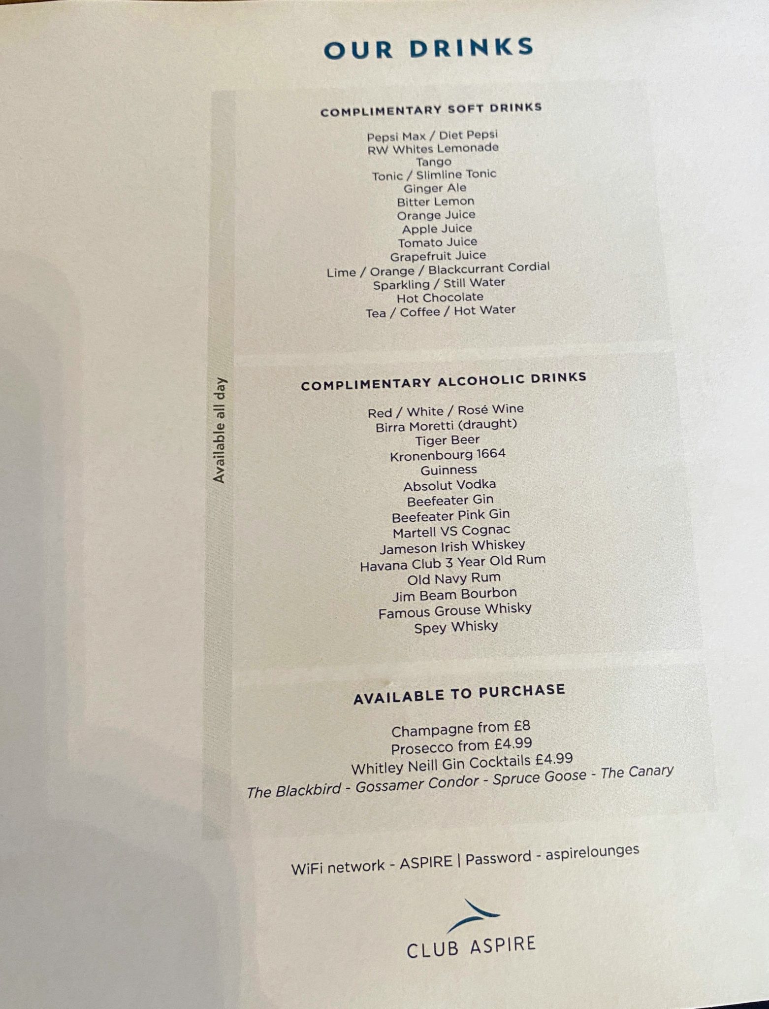 British Airways Long Haul Food Menu 2022 - s65zk0l