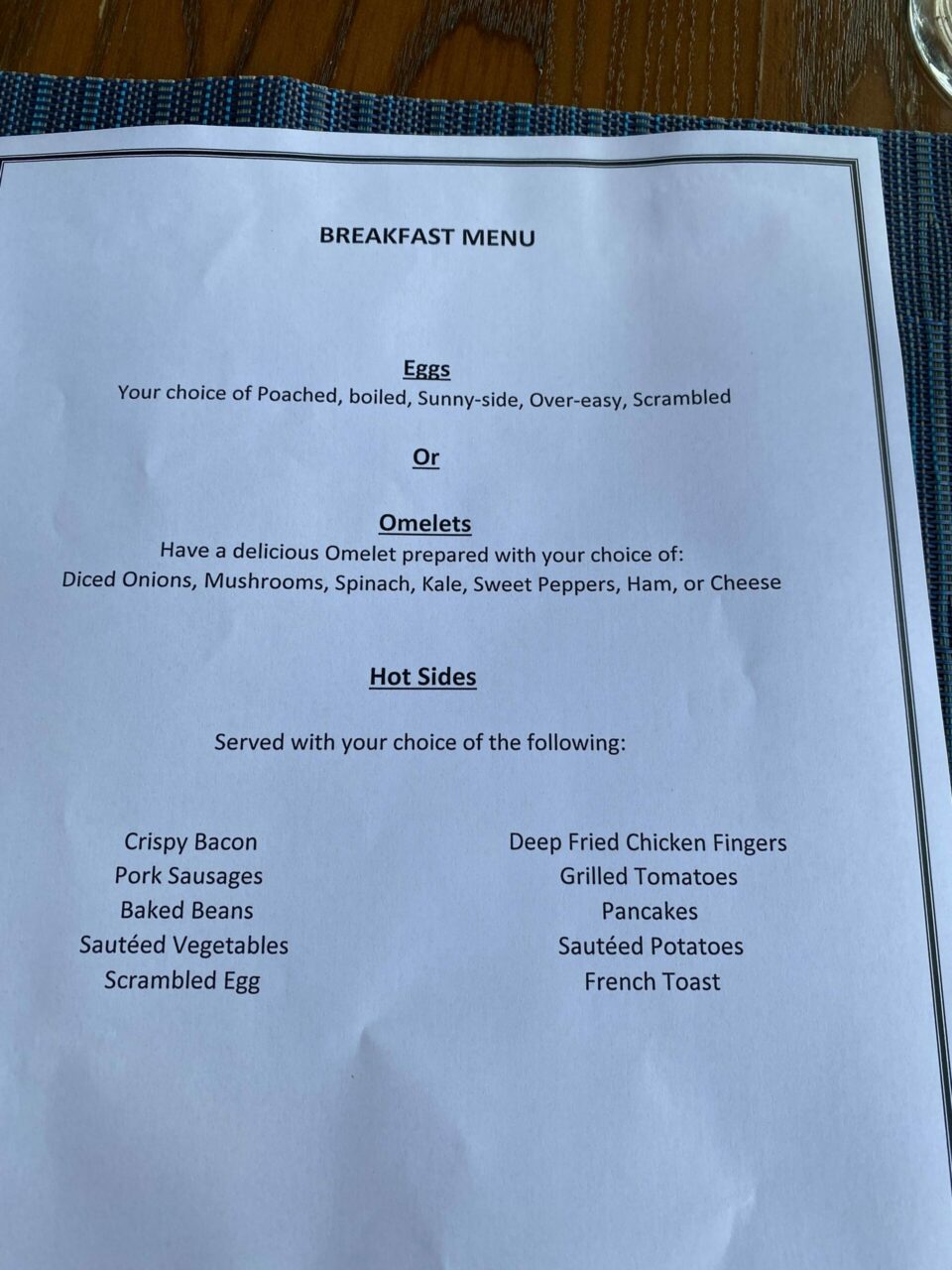 Waves Hotel Barbados Marriott Breakfast Menu