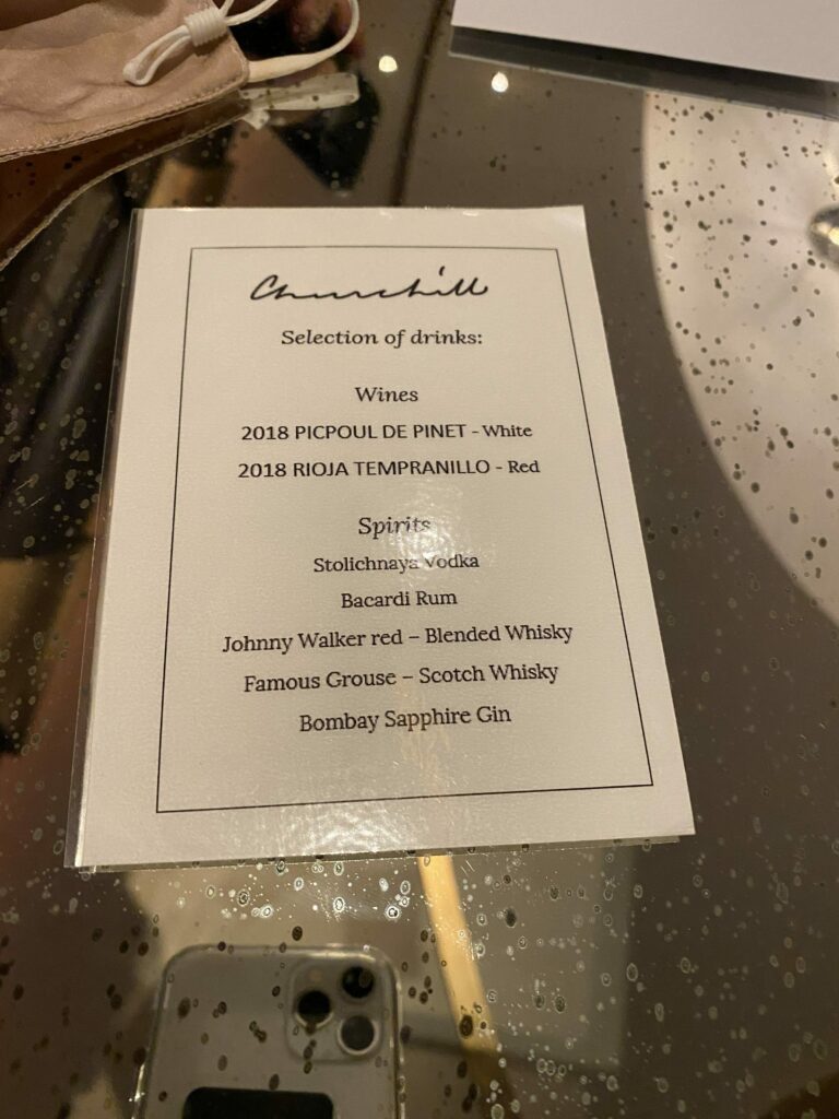 The Churchill Bar Menu