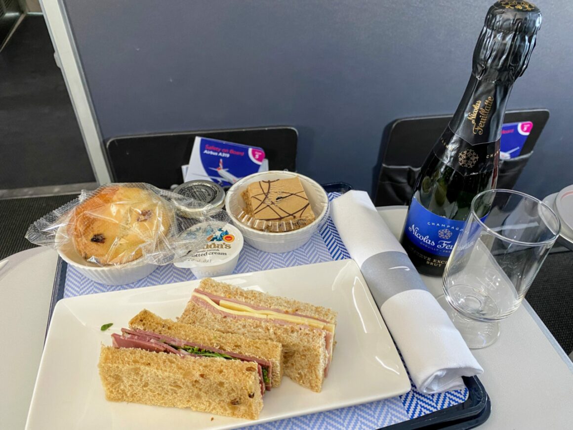 British Airways Club Europe with afternoon tea - vegetarian meal 