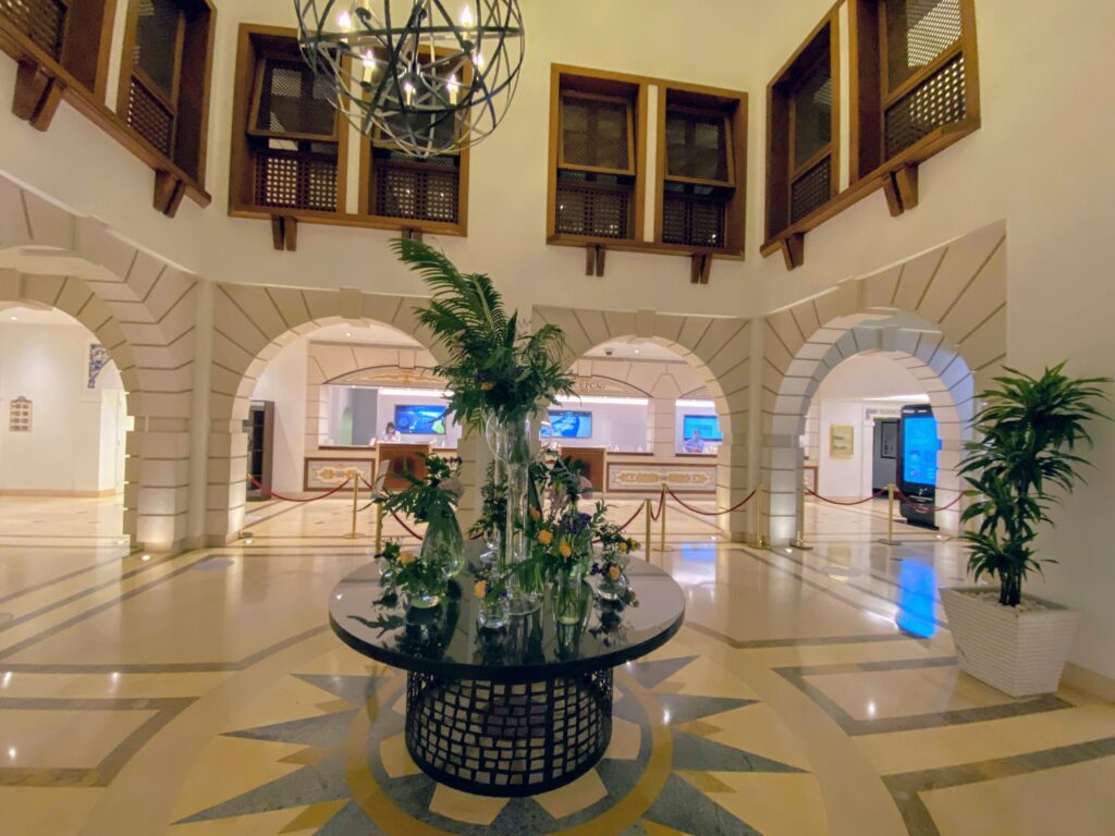 The Pines hotel reception area