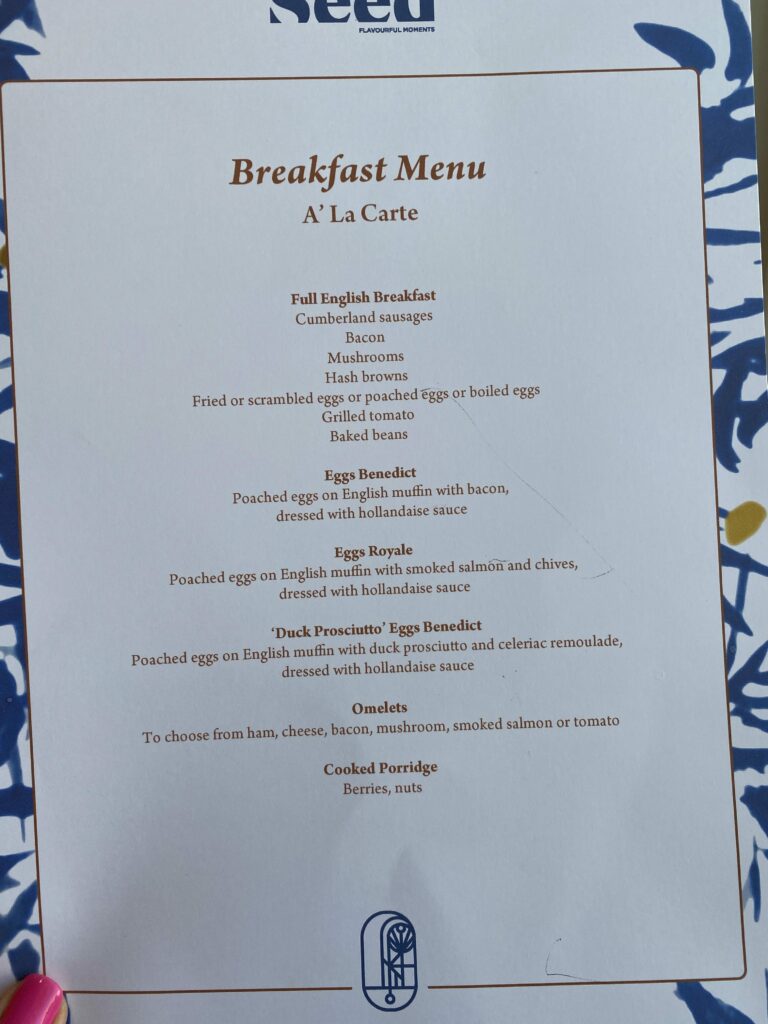 Seed Restaurant Breakfast Menu 