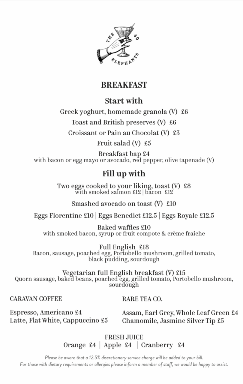 Breakfast Menu 