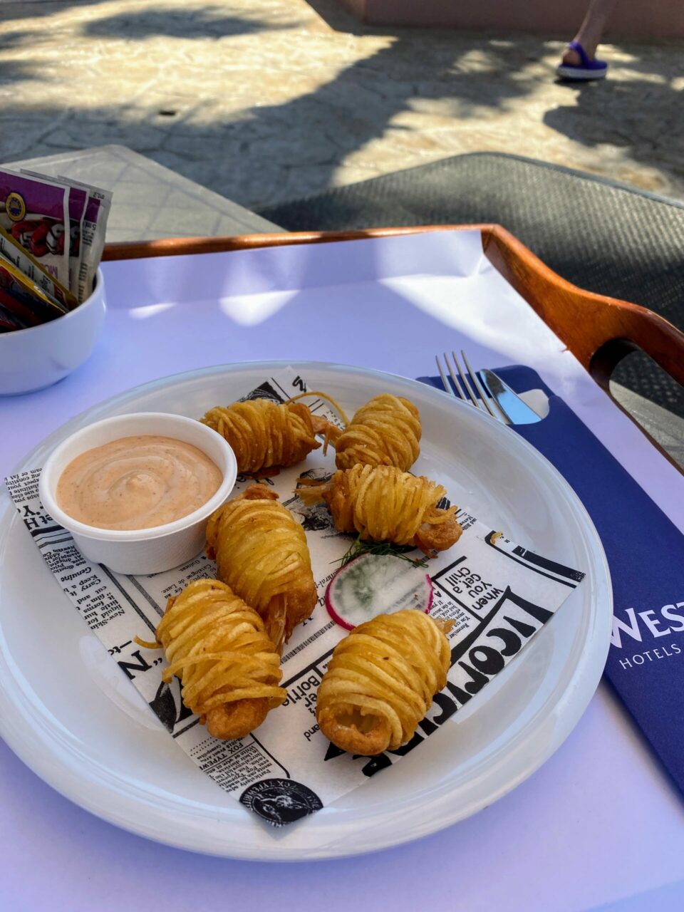 Potato Wrapped Prawns at the Bay View Pool Bar and Reef Club Pool Bar 