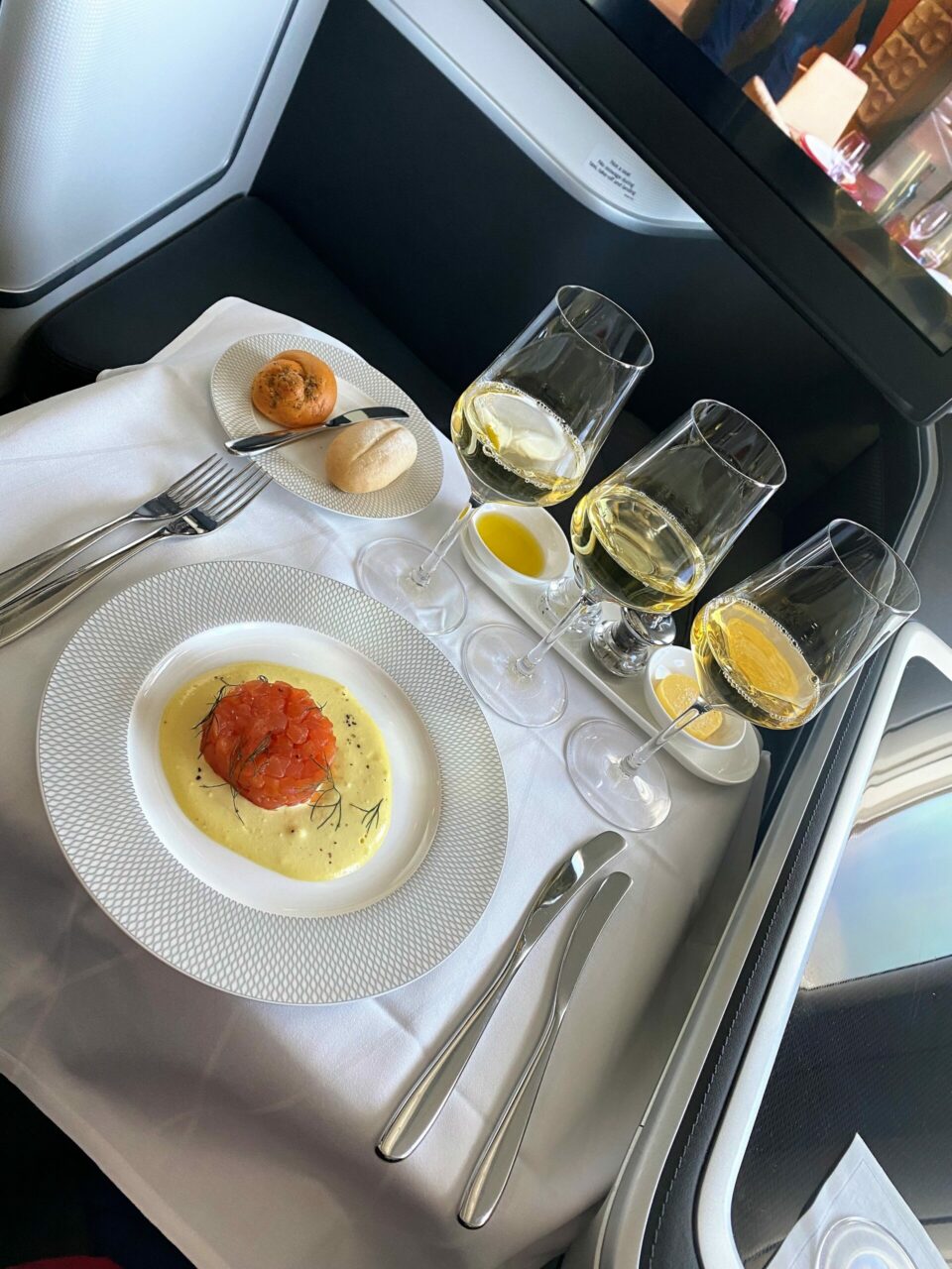 Salmon Tartar at British Airways new B777-300 First suite