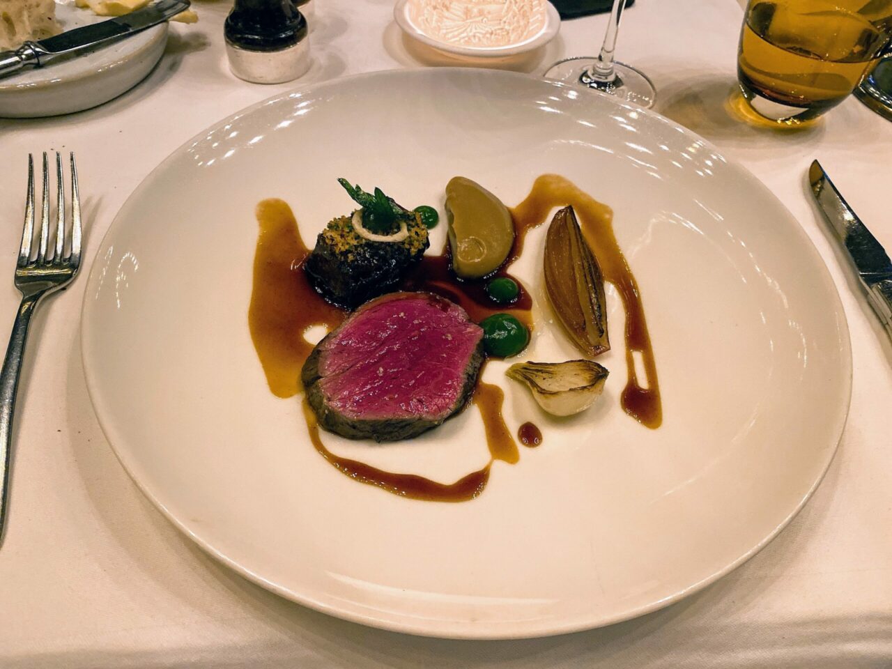 Beef main course at Michelin-starred Galvin La Chappelle