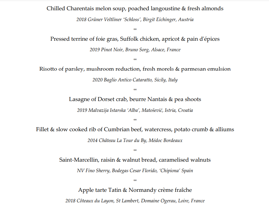 Michelin-starred Galvin La Chappelle Menu 