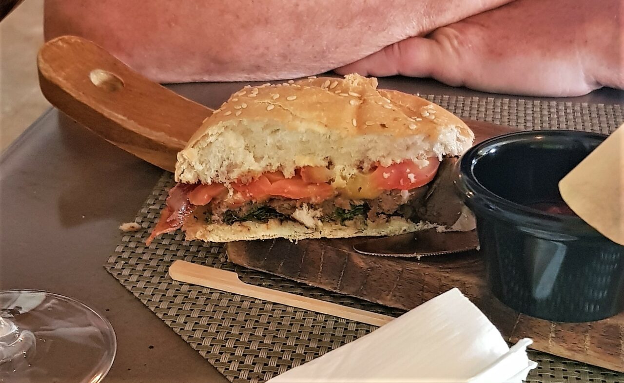 The burger at Treasure Beach Hotel