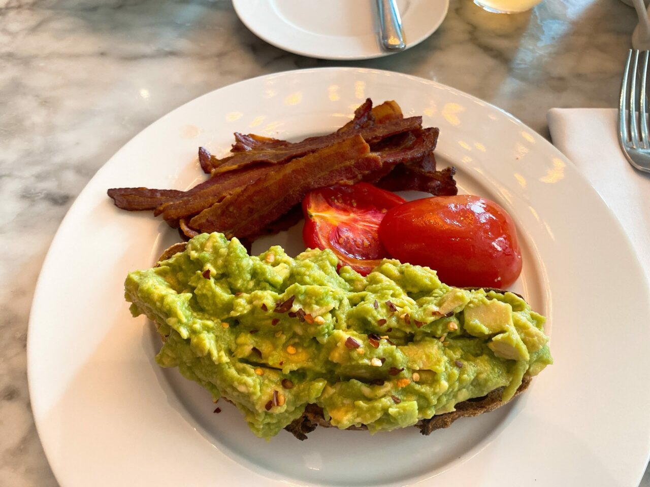 avocado toast and bacon