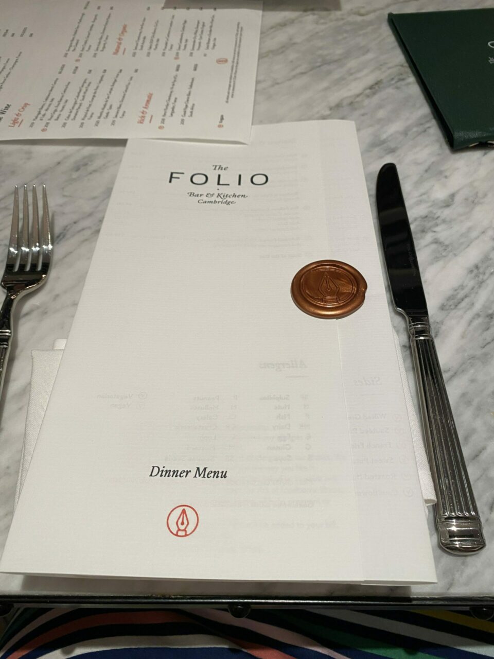 The Folio Kitchen Menu 