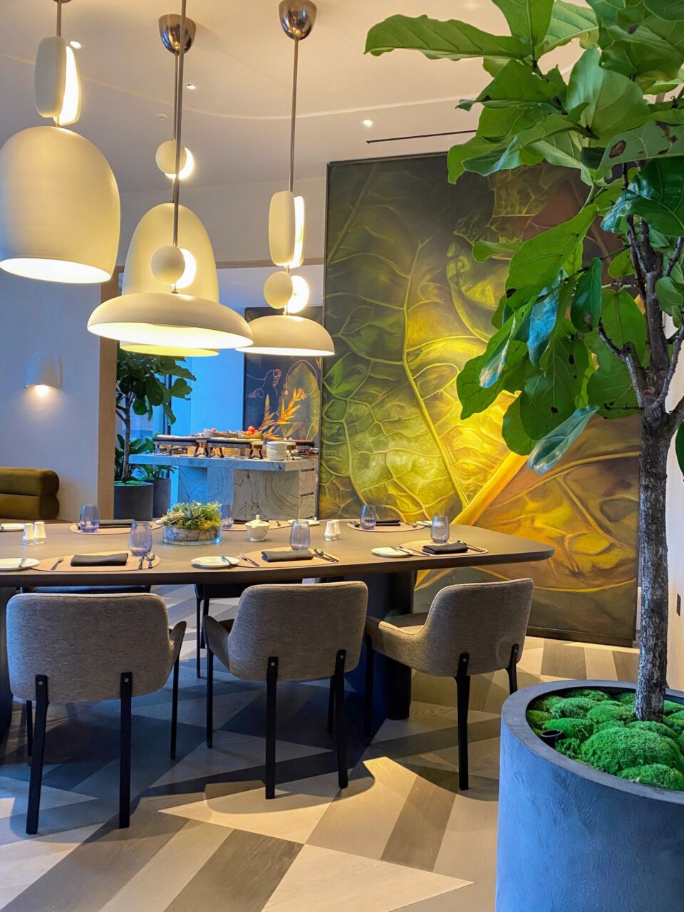 Straits Kitchen Singaporean cuisine plant mural 