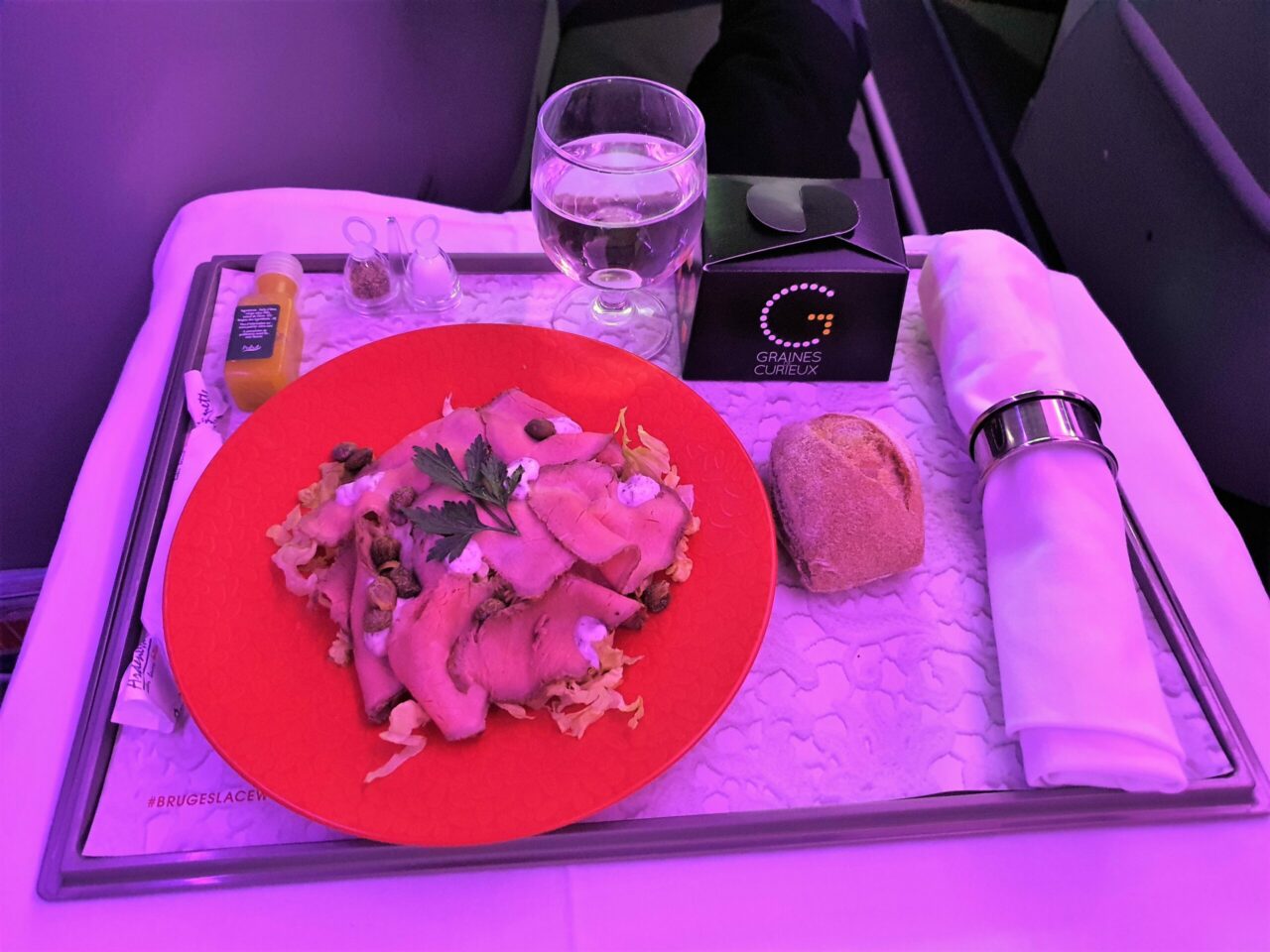Air Belgium A330-900neo Business class beef starter