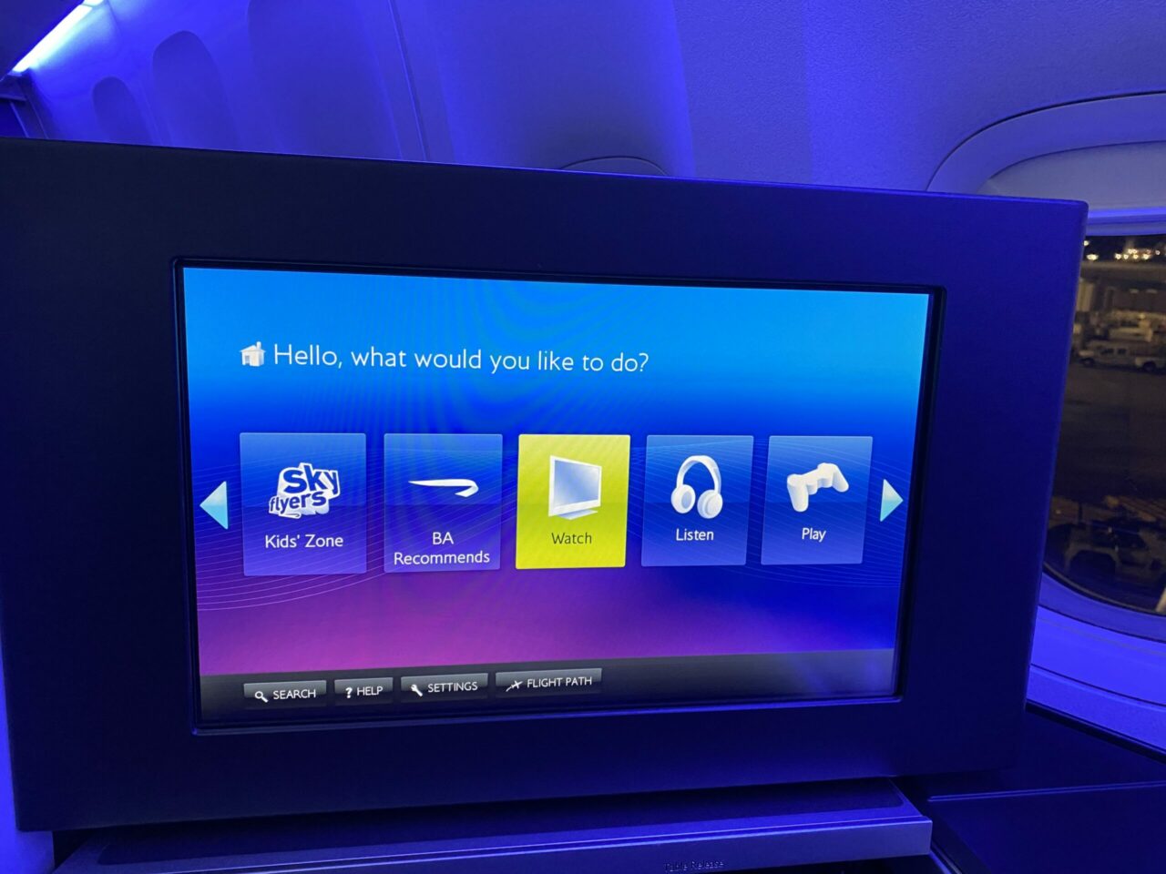 British Airways B777 Club Suites IFE Screen 