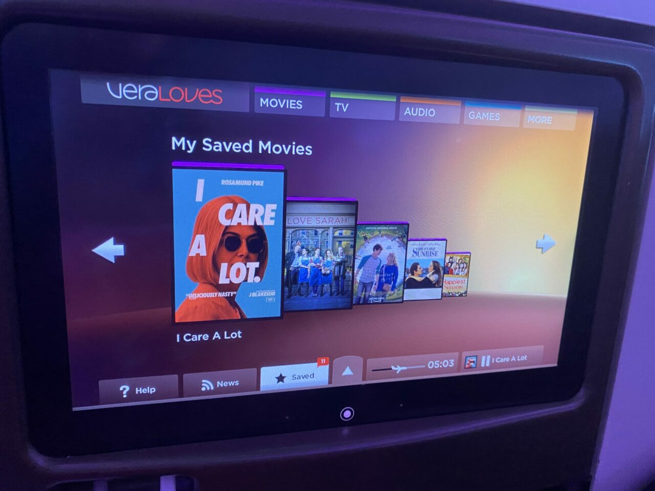 Virgin Atlantic B787 Upper Class TV/ Entertainment 