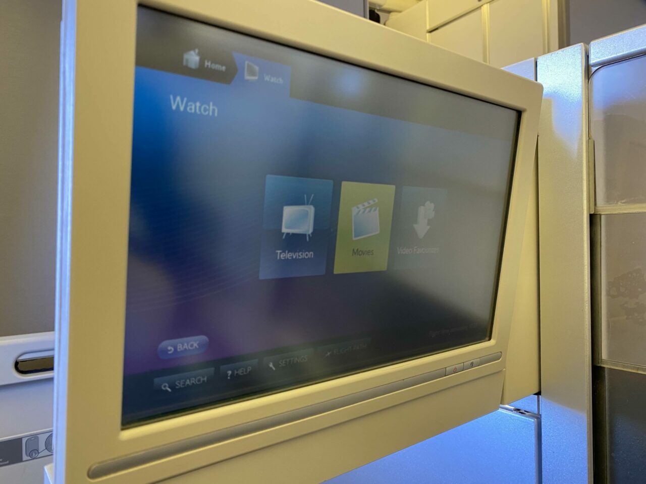 British Airways Club World B777-300ER IFE Screen 