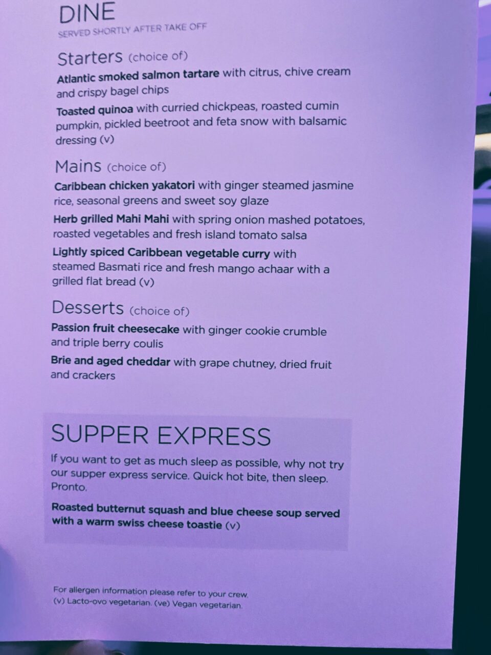 Dinner Menu