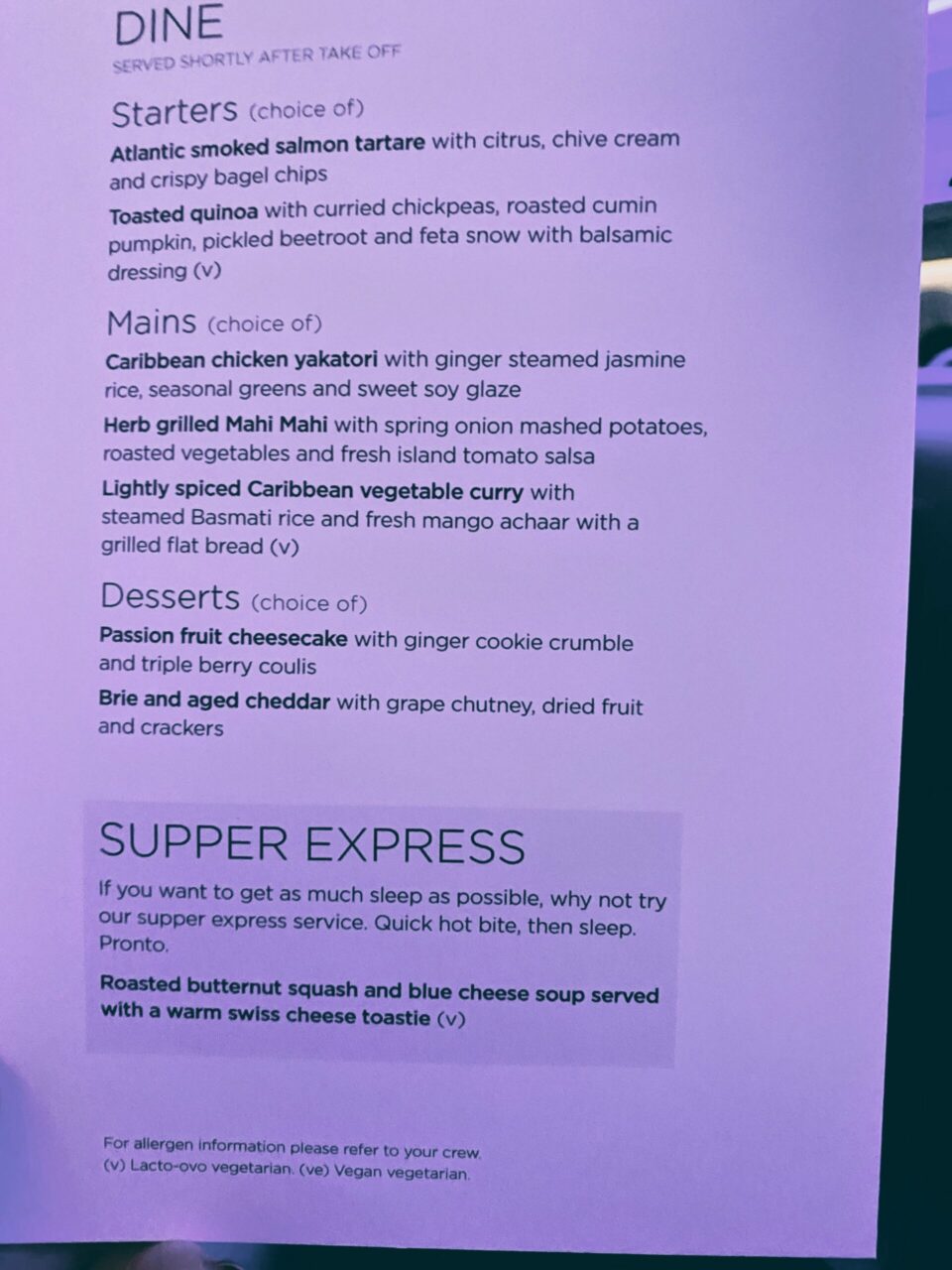 Dinner Menu 