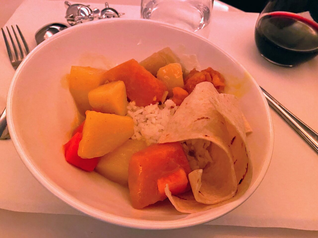 Virgin Atlantic B787 Upper Class vegetable curry 