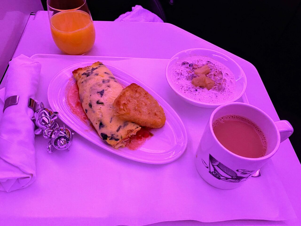 Virgin Atlantic B787 Upper Class breakfast 
