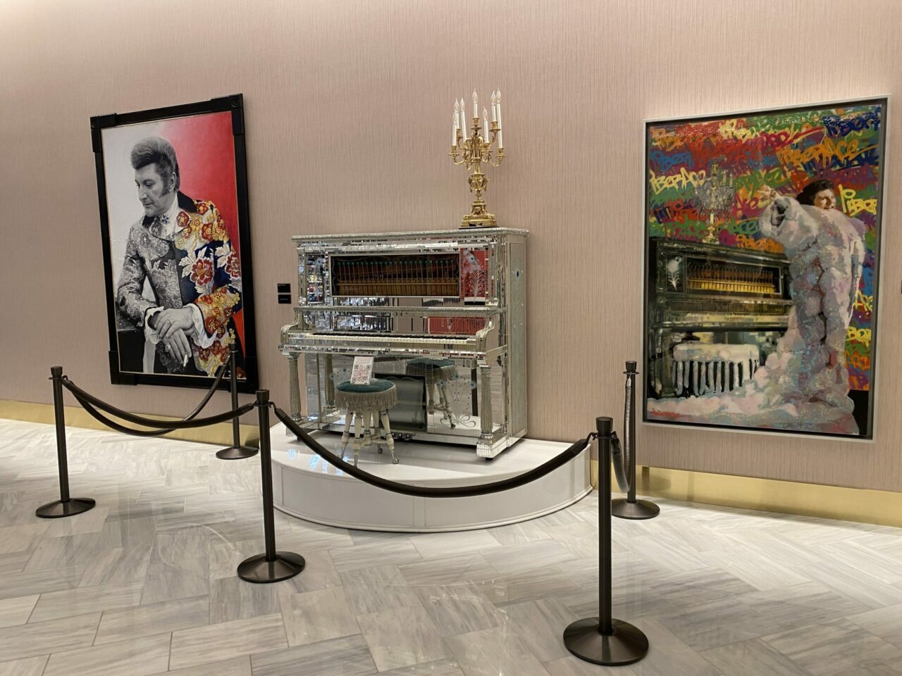 Liberace's famous piano at Resorts World Vegas Conrad & Hilton hotels 