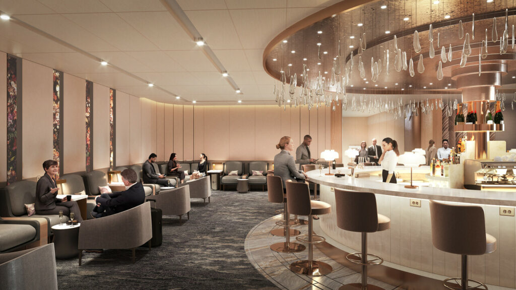 Champagne bar in BA/AA's equivalent of the Concorde Room/Flagship First Dining at JFK's terminal 8