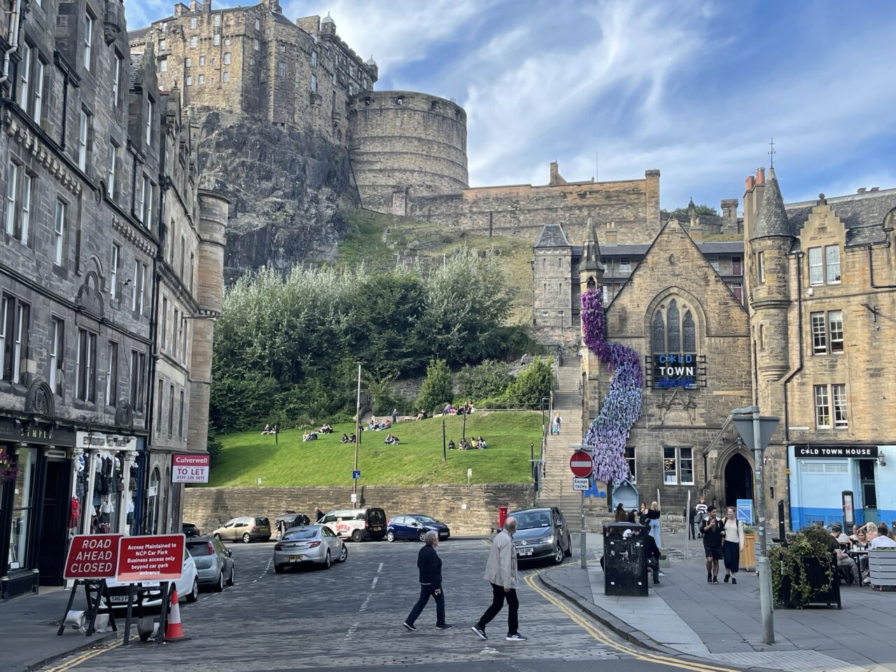 Old town overlooking castle in Edinburgh