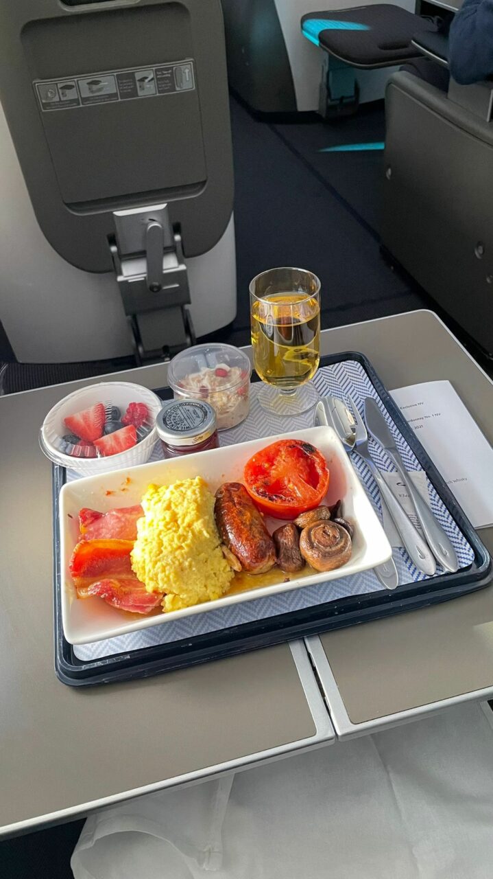 British Airways Club Europe meals in 2022 Full English Breakfast 