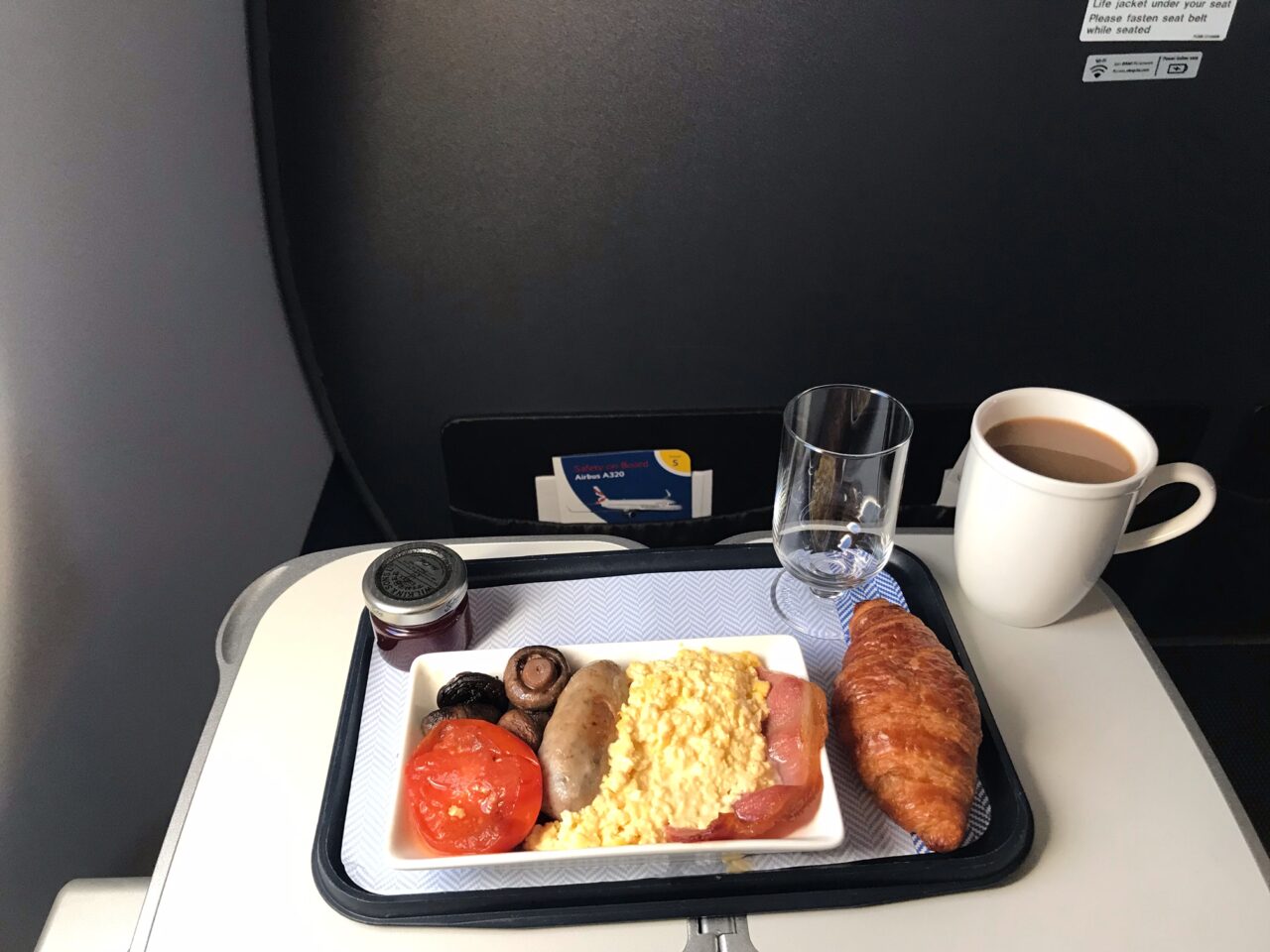 British Airways Club Europe meals in 2022 breakfast