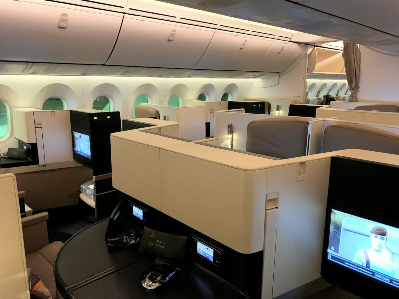 Etihad business class cabin look 