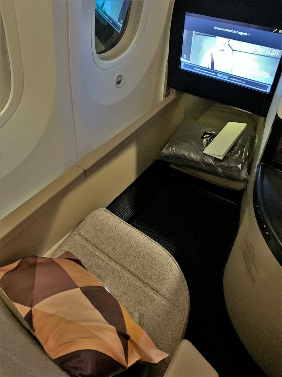 Etihad business class IFE Screen