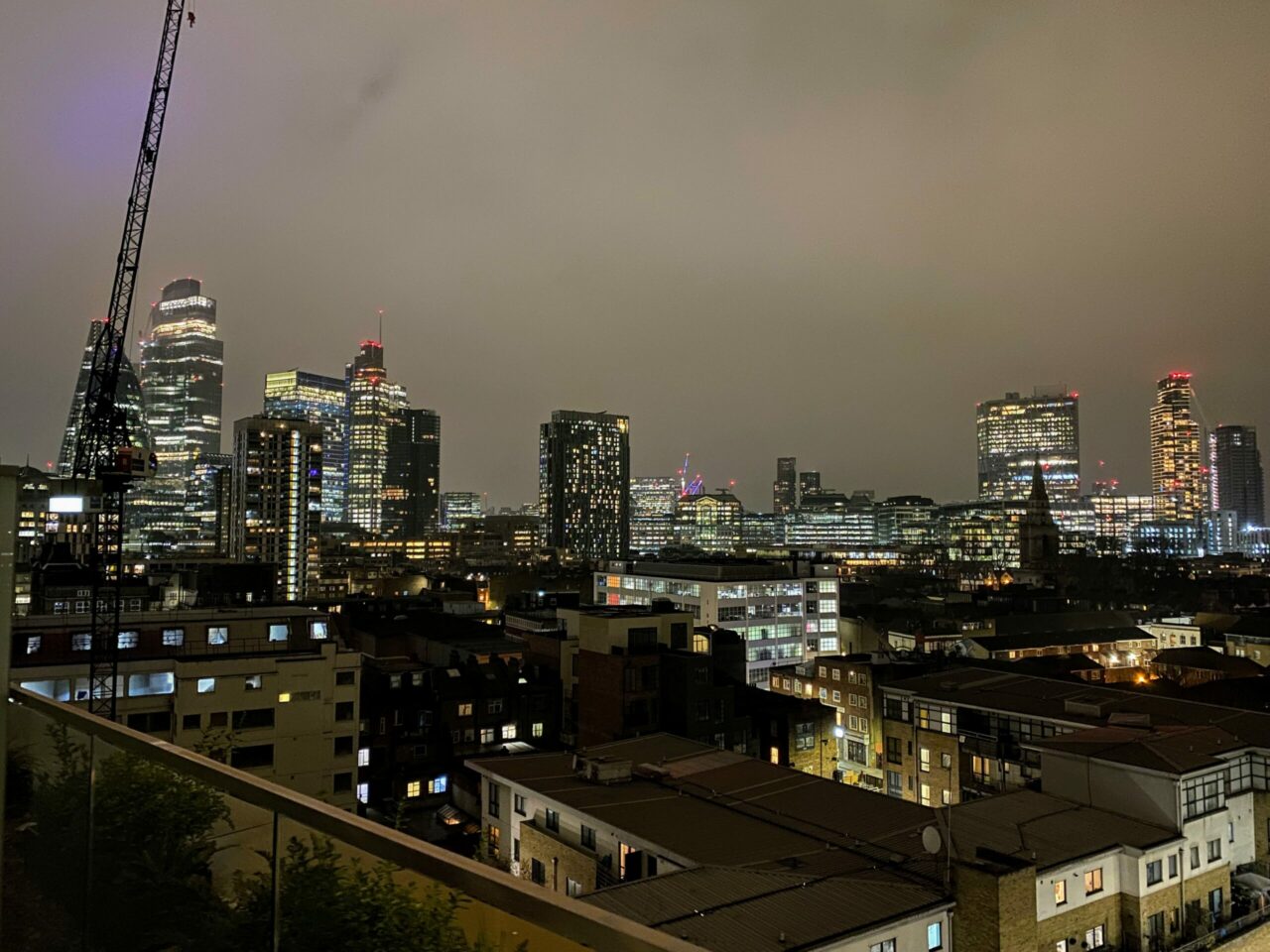 Hyatt Place London City East nighttime 