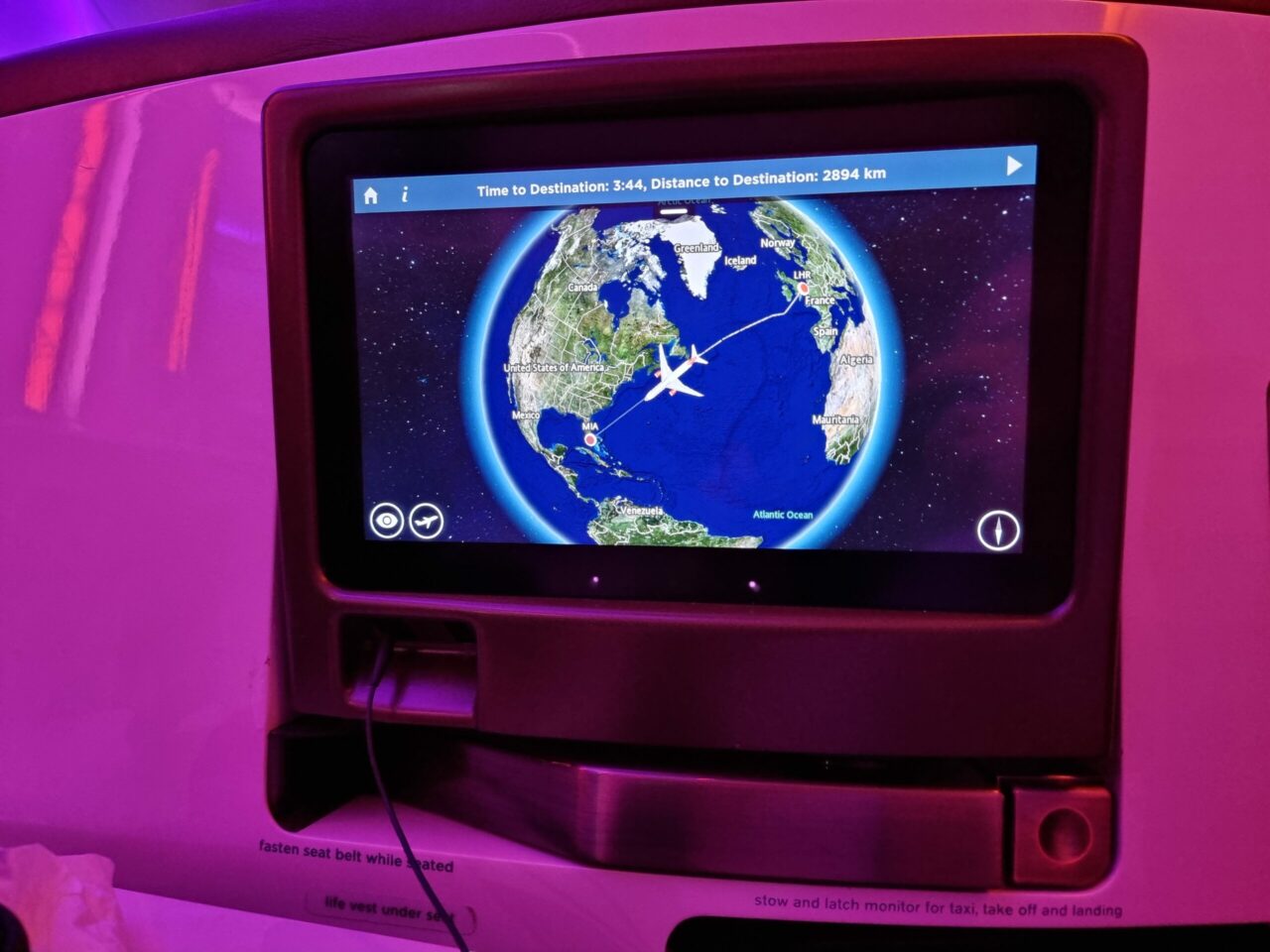 Virgin Atlantic Upper Class entertainment screen