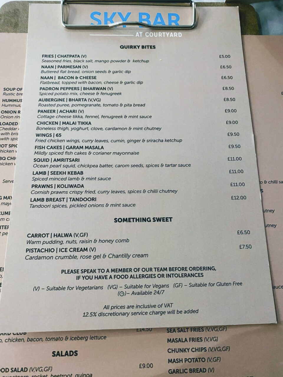 SkyBar Menu
