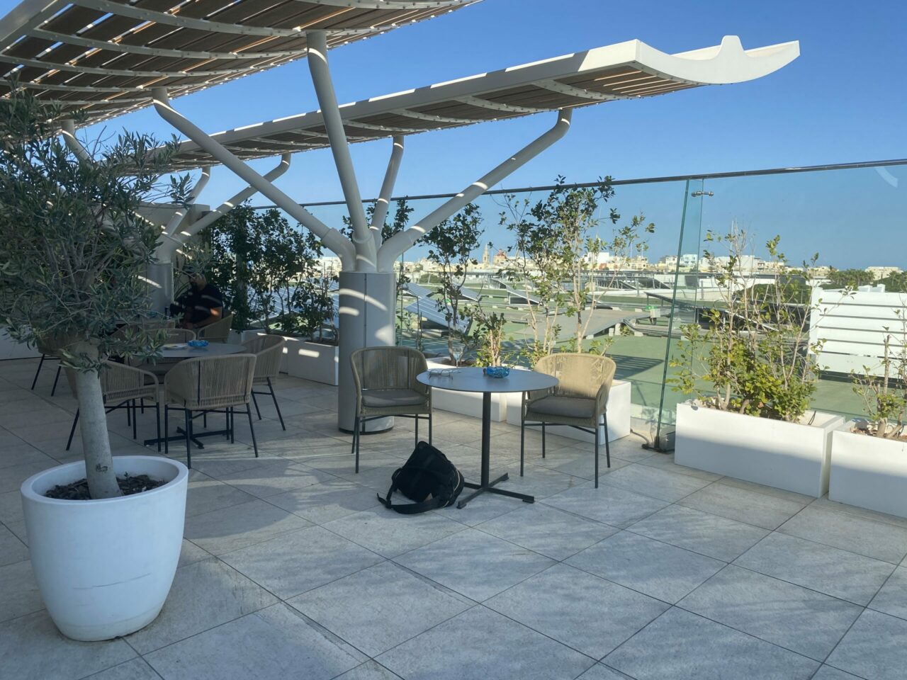 outdoor terrace of Lavalette Club lounge 