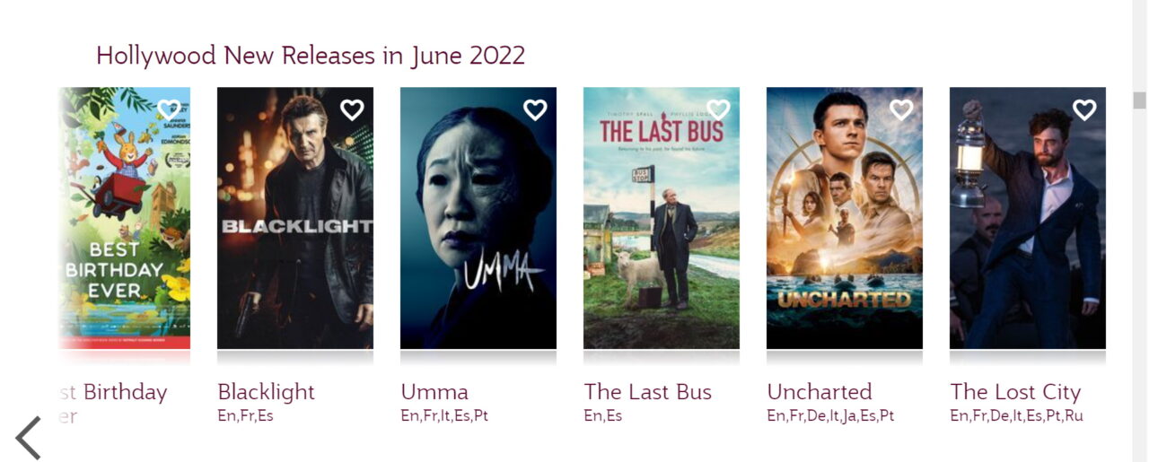 Some of the entertainment available for June 2022 flights on ORYX One