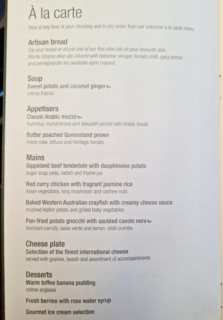 Some menu examples from across my flights
