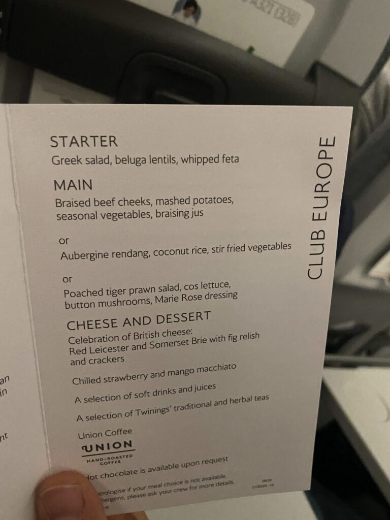 wet lease Club Europe Menu 