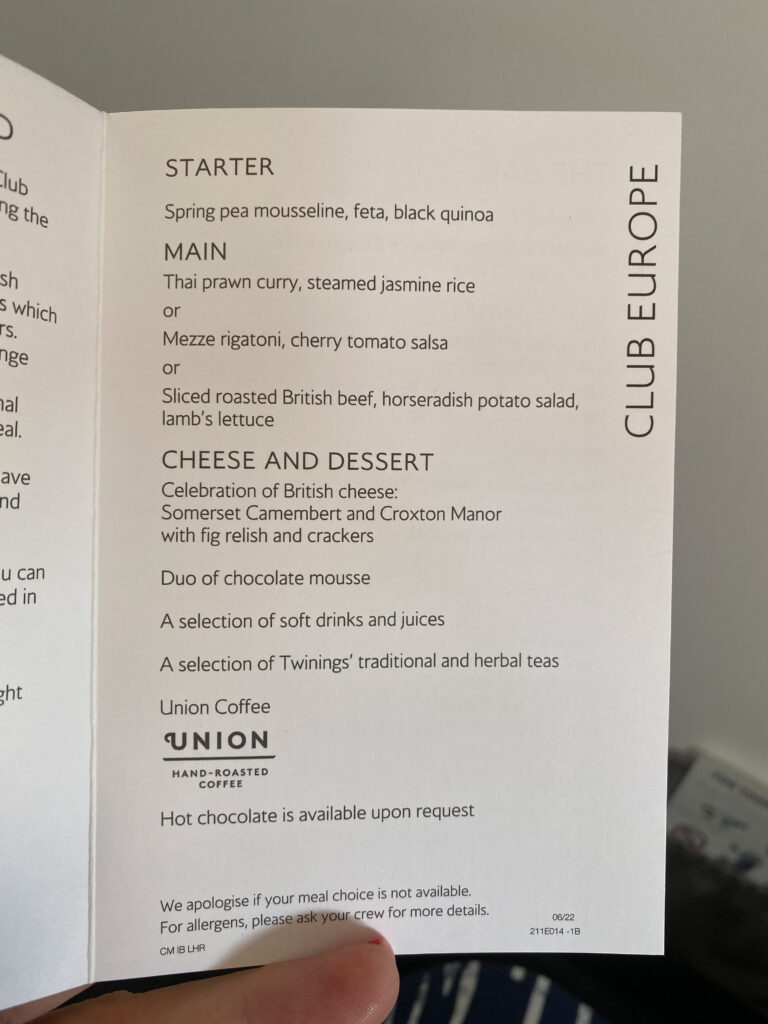 wet lease Club Europe Starter Menu 