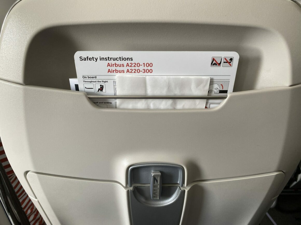 Swiss A220 economy backseat 