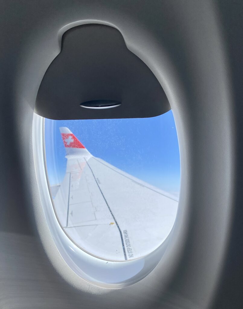 Swiss A220 economy window view 