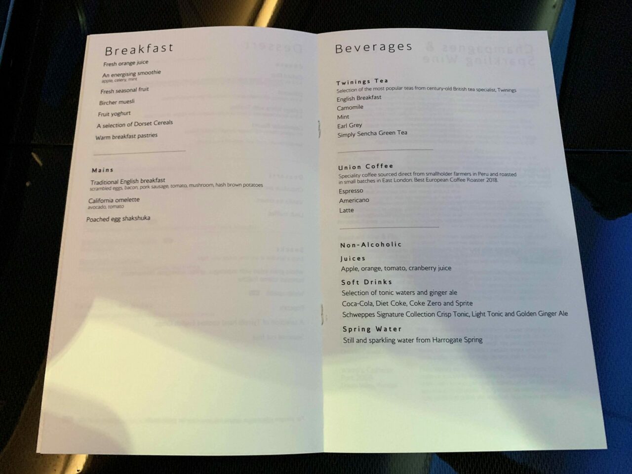 Breakfast and Beverages Menu