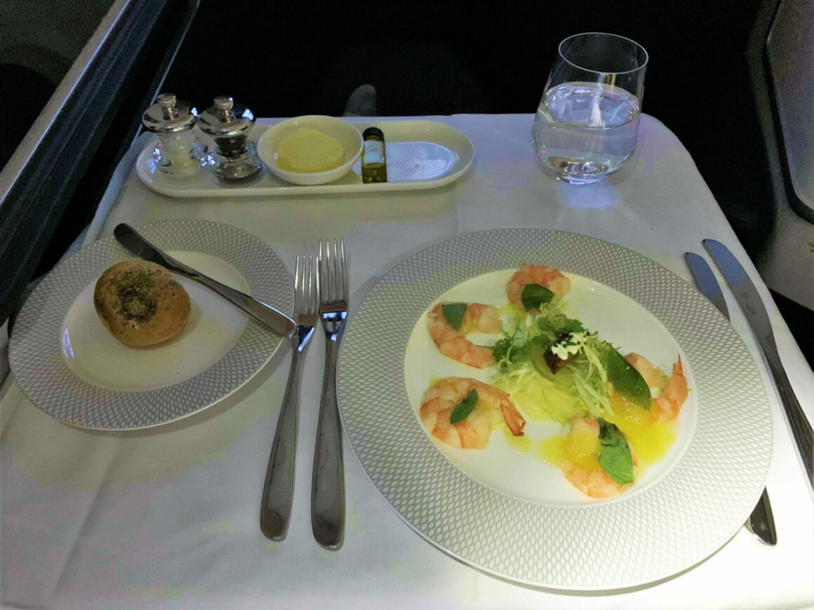 British Airways' longest flight in First prawn starter 