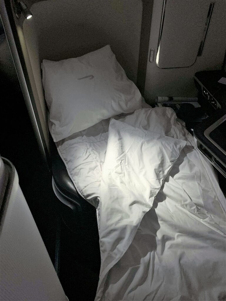 British Airways' longest flight in First Class, flatbed 