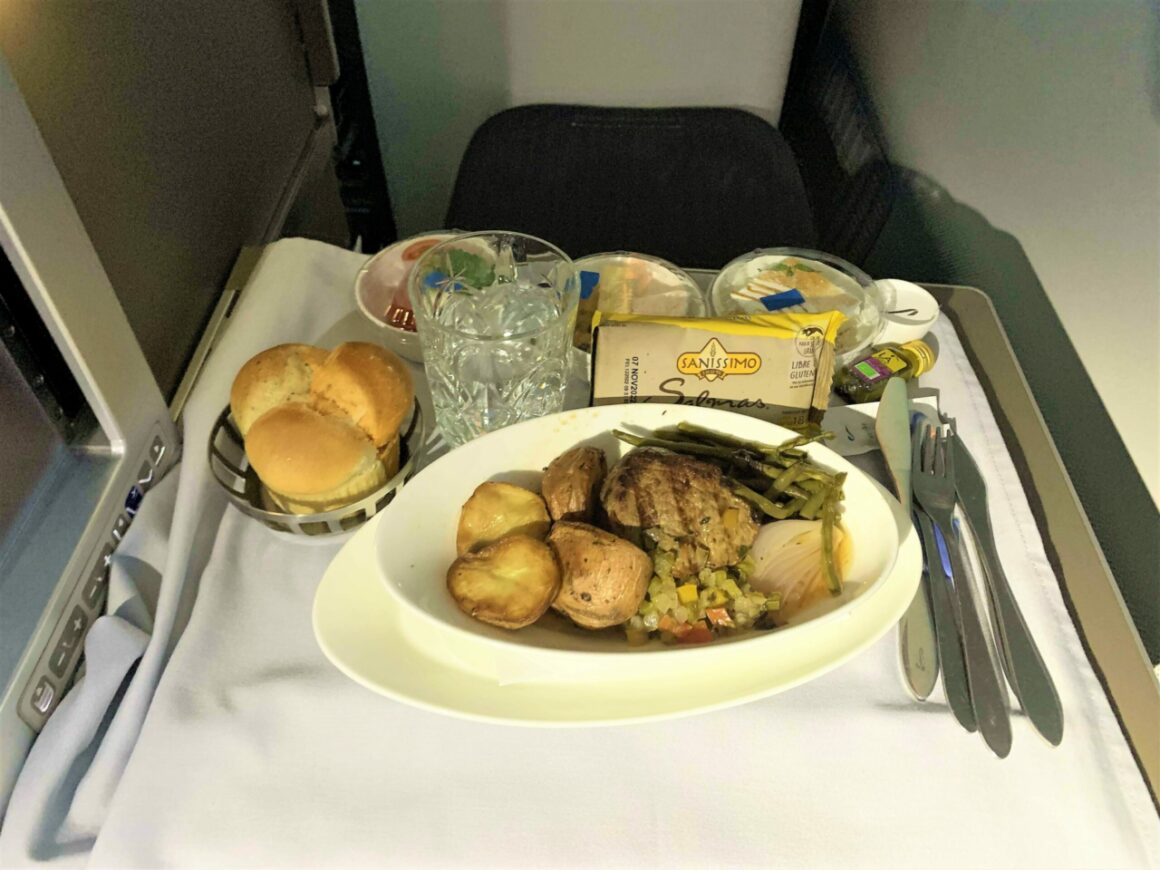 Beef Meal at British Airways' Club World 