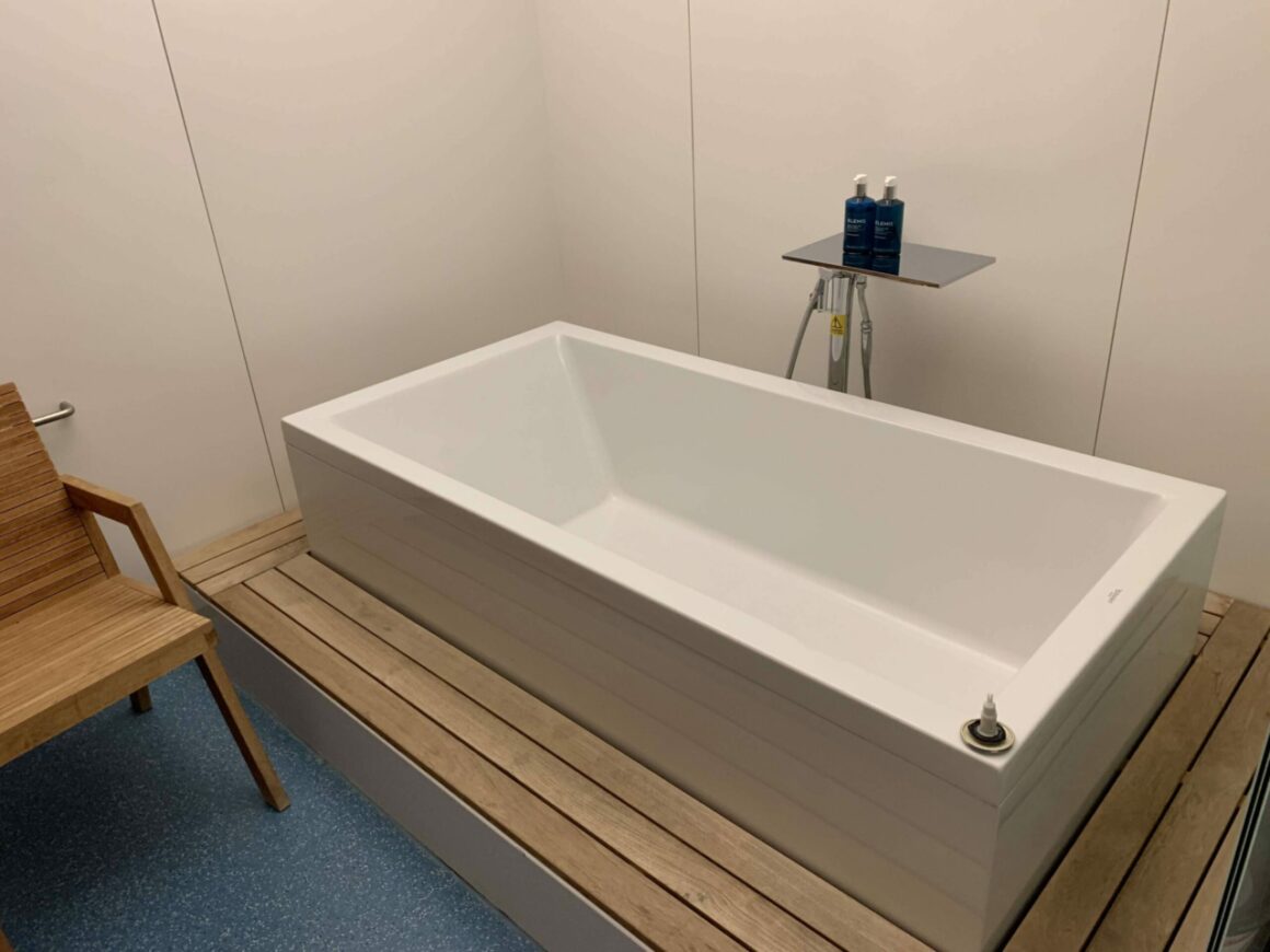 BA Heathrow T5 Arrivals lounge bathtub 